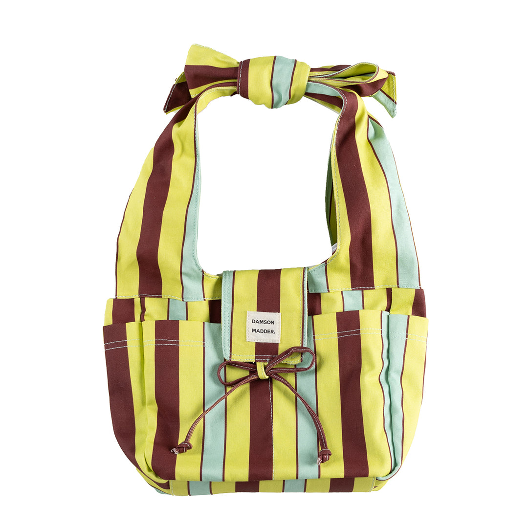 Damson Madder Tati Canvas Beach Bag Lime Stripe - Parasol Store