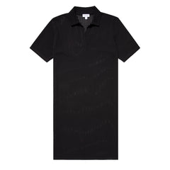 Sunspel Womens Lace Mesh Polo Dress Black - Parasol Store
