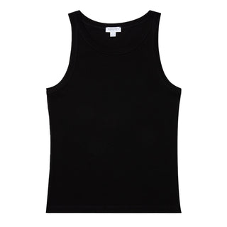 Sunspel Womens Ribbed Tank Top Black - Parasol Store