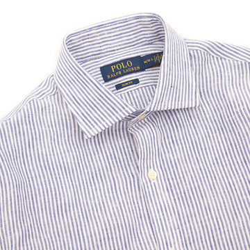 Polo Ralph Lauren Pony Embroidered Stripe Linen Shirt Royal White