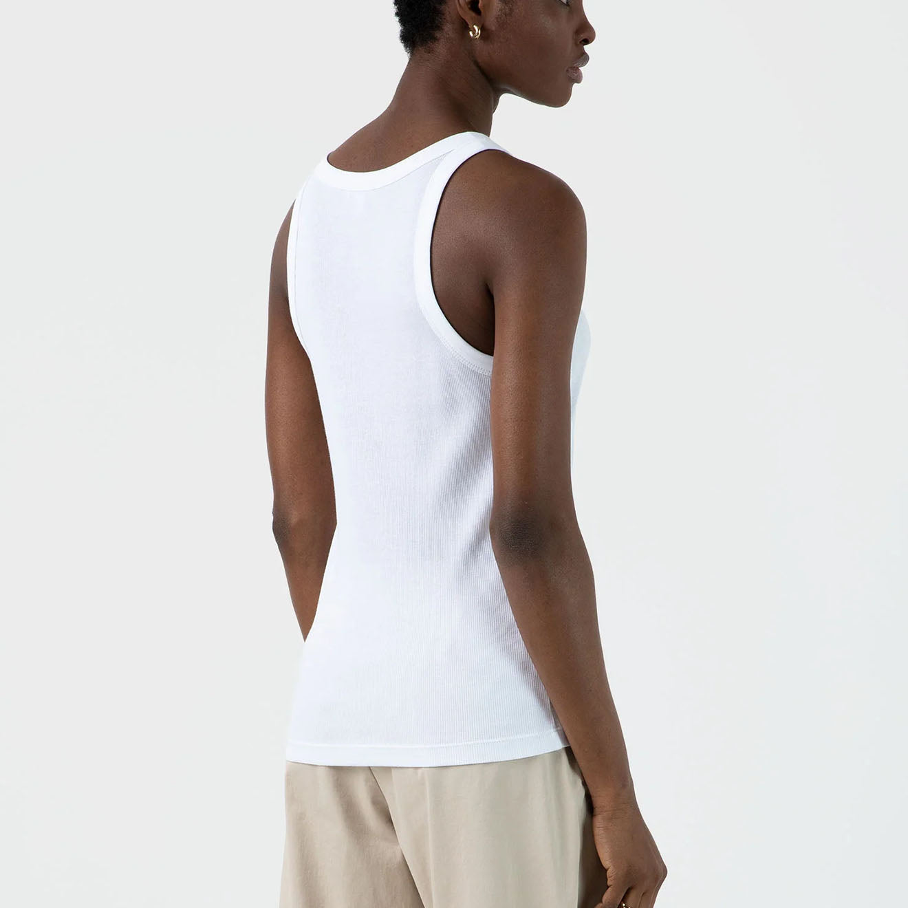 Sunspel Womens Ribbed Tank Top White - Parasol Store