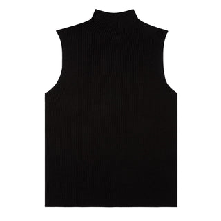 Sunspel Womens Mulberry Silk Rib Vest Jumper Black - Parasol Store