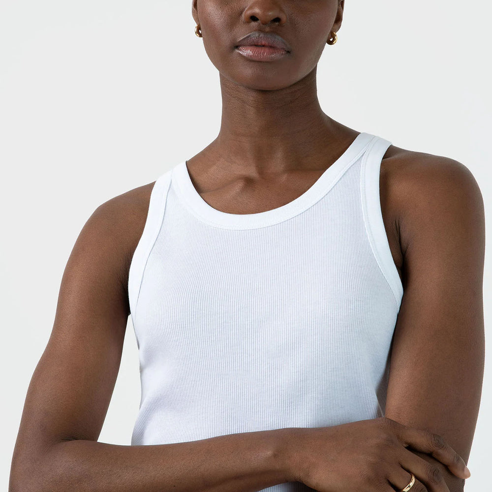 Sunspel Womens Ribbed Tank Top White - Parasol Store