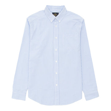 Portuguese Flannel L/S Seersucker Atlantico Shirt Stripe Blue - Parasol Store