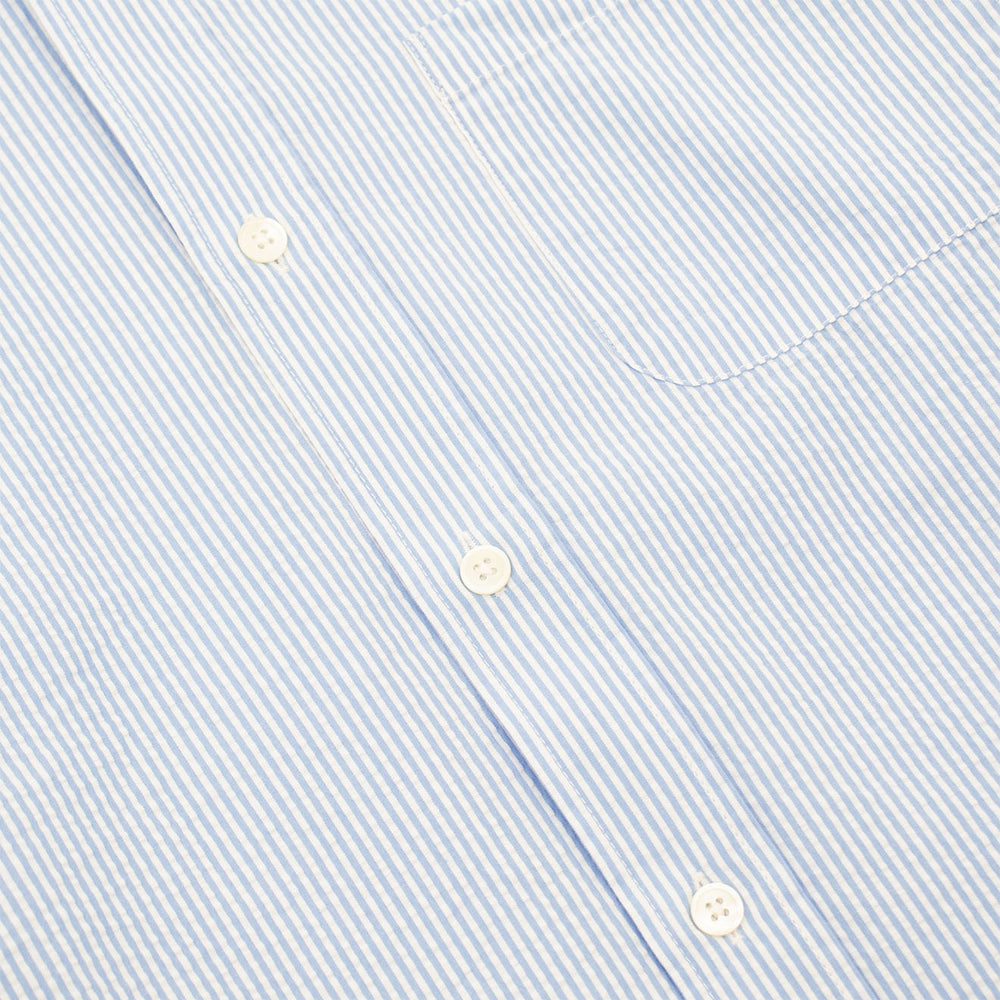 Portuguese Flannel L/S Seersucker Atlantico Shirt Stripe Blue - Parasol Store