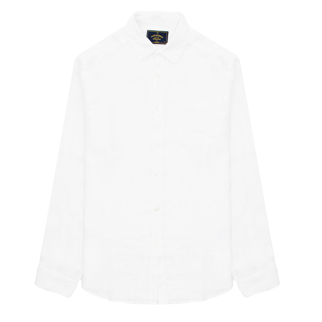 Portuguese Flannel L/S Linen Shirt White - Parasol Store