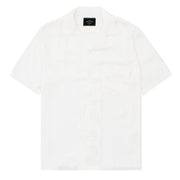 Portuguese Flannel S/S Camp Shirt Modal Jacquard Palm Tree White - Parasol Store