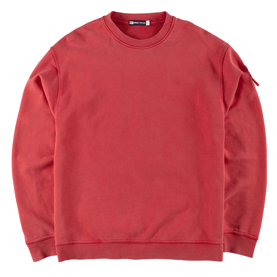 ST95 Luna Nucleo Oversized Crew Sweatshirt Washed Red - Parasol Store