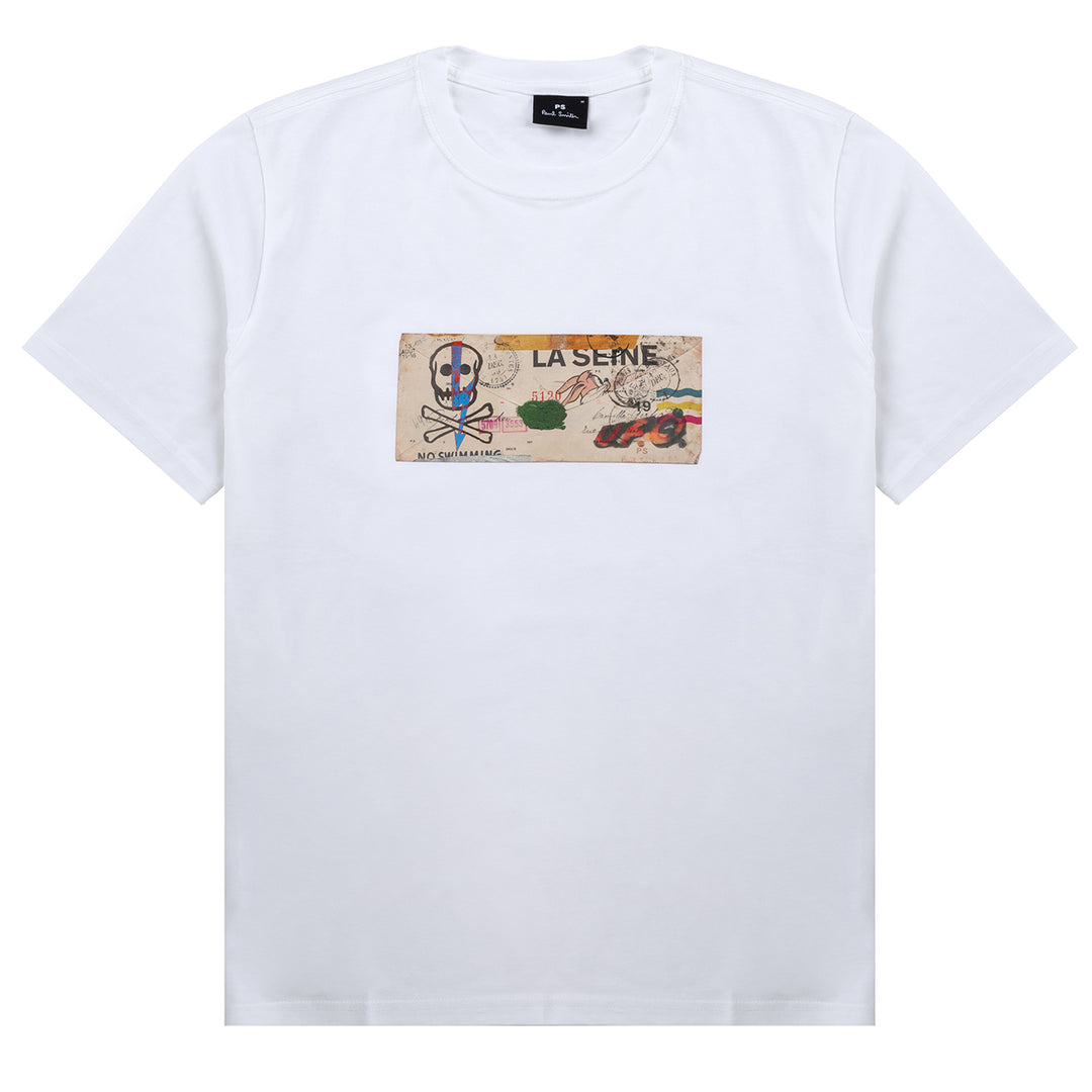 Paul Smith La Seine Card Organic-Cotton T-Shirt White - Parasol Store