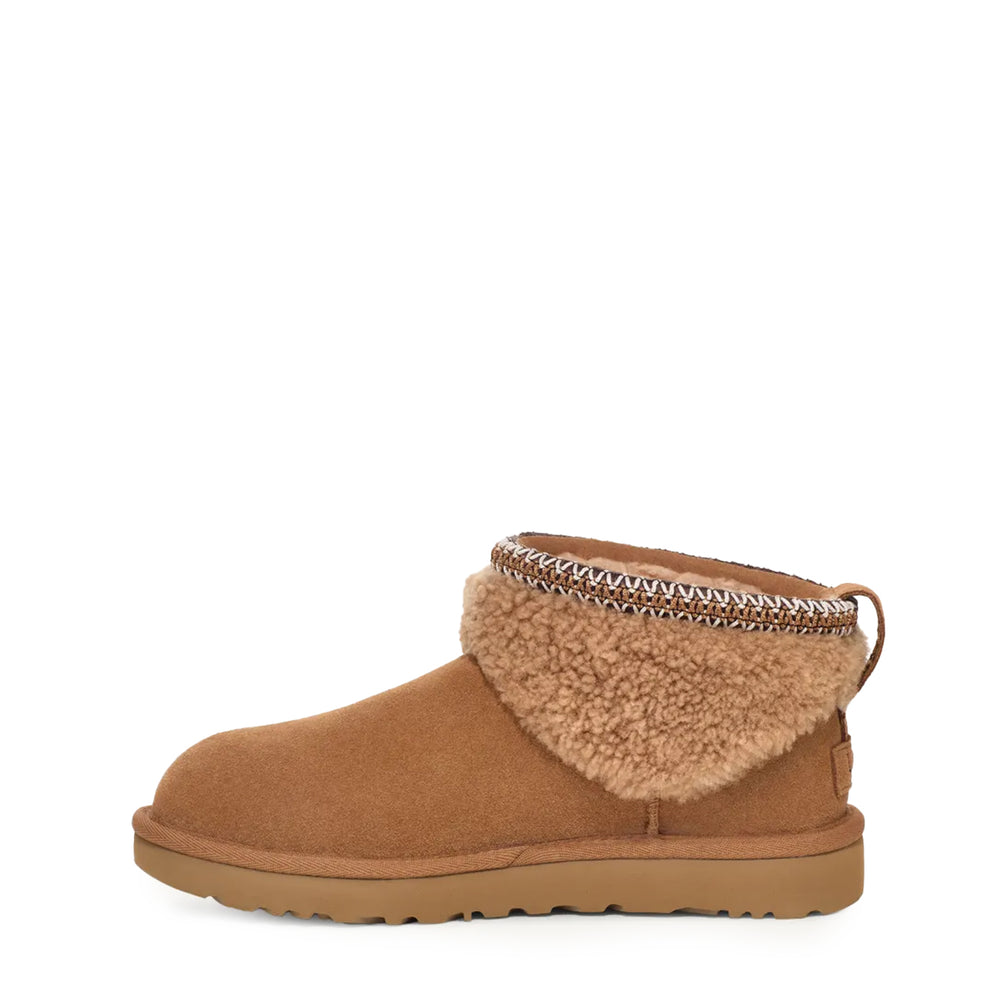 UGG Womens Classic Ultra Mini Maxi Curly Boot Chestnut - Parasol Store