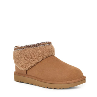 UGG Womens Classic Ultra Mini Maxi Curly Boot Chestnut - Parasol Store