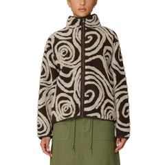 Obey Womens Swirls Jacquard Zip Jacket Brown Multi - Parasol Store