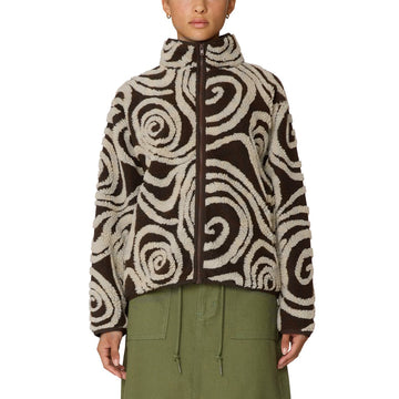Obey Womens Swirls Jacquard Zip Jacket Brown Multi - Parasol Store