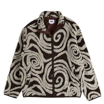 Obey Womens Swirls Jacquard Zip Jacket Brown Multi