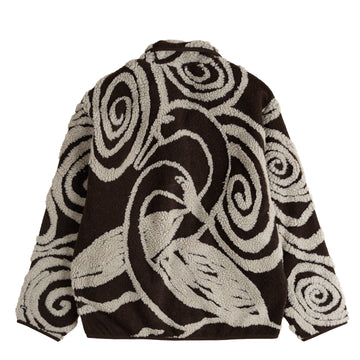 Obey Womens Swirls Jacquard Zip Jacket Brown Multi