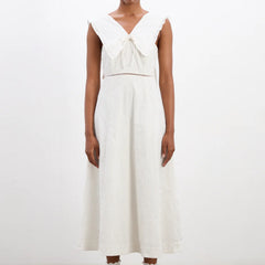 Damson Madder Fan Fan Midi Dress Patchwork Broderie - Parasol Store