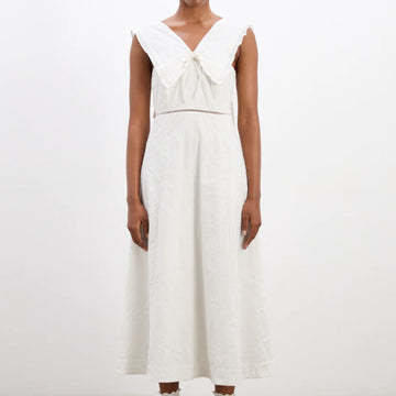 Damson Madder Fan Fan Midi Dress Patchwork Broderie - Parasol Store