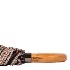Paul Smith Signature Stripe Compact Umbrella with Crook Wooden Handle Black - Black / ONE SIZE / 92 - Parasol Store