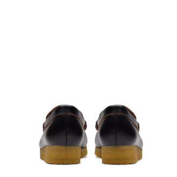 Clarks Originals Womens Wallabee Loafer Black Smooth Leather - Parasol Store