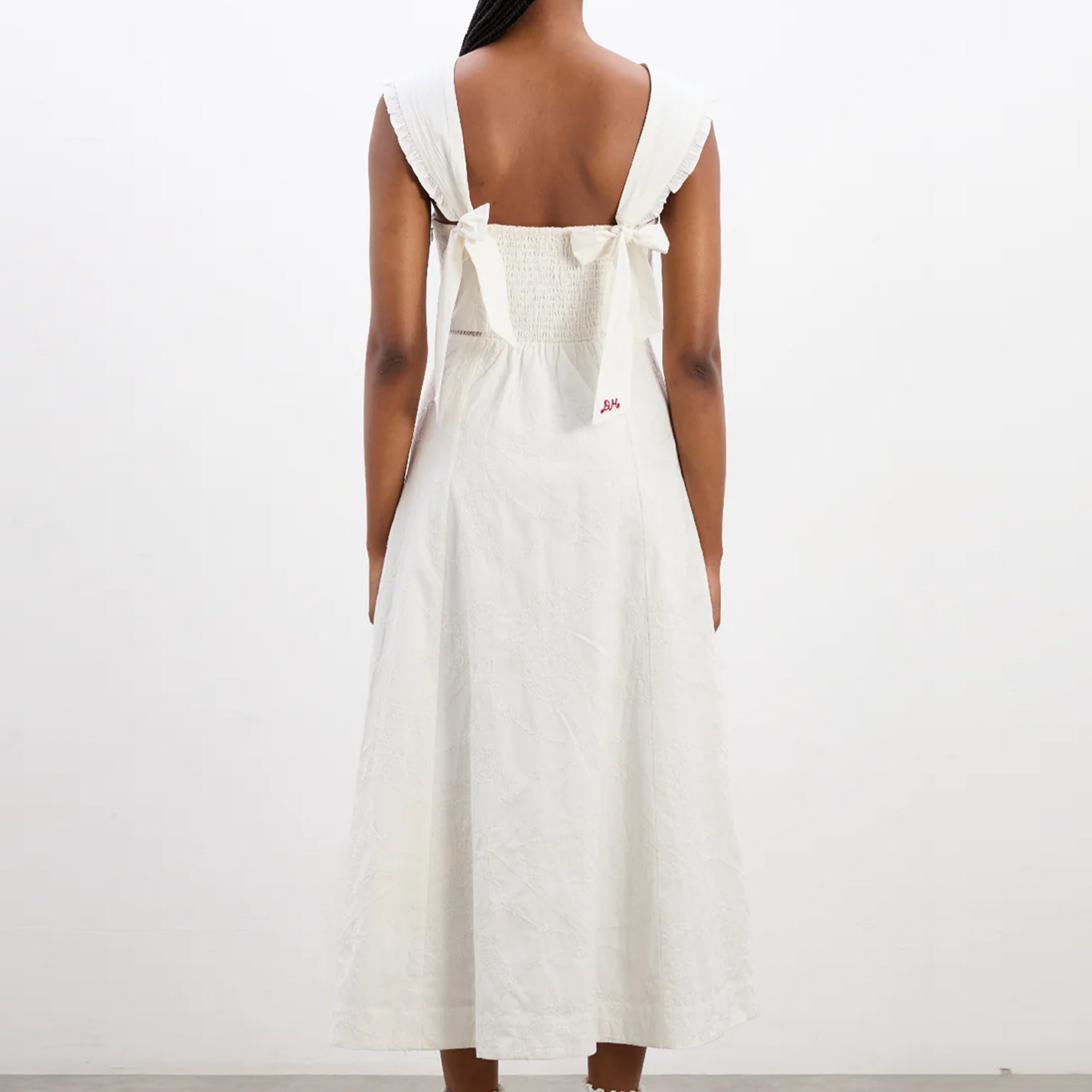 Damson Madder Fan Fan Midi Dress Patchwork Broderie