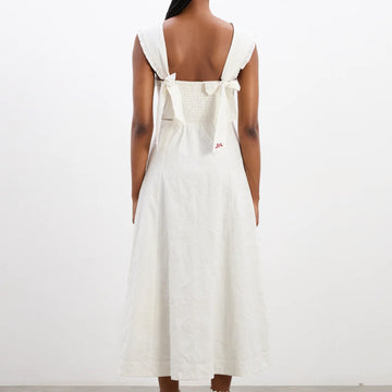 Damson Madder Fan Fan Midi Dress Patchwork Broderie - Parasol Store