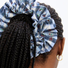 Damson Madder Garter Scrunchie Navy Margot Gingham - Parasol Store