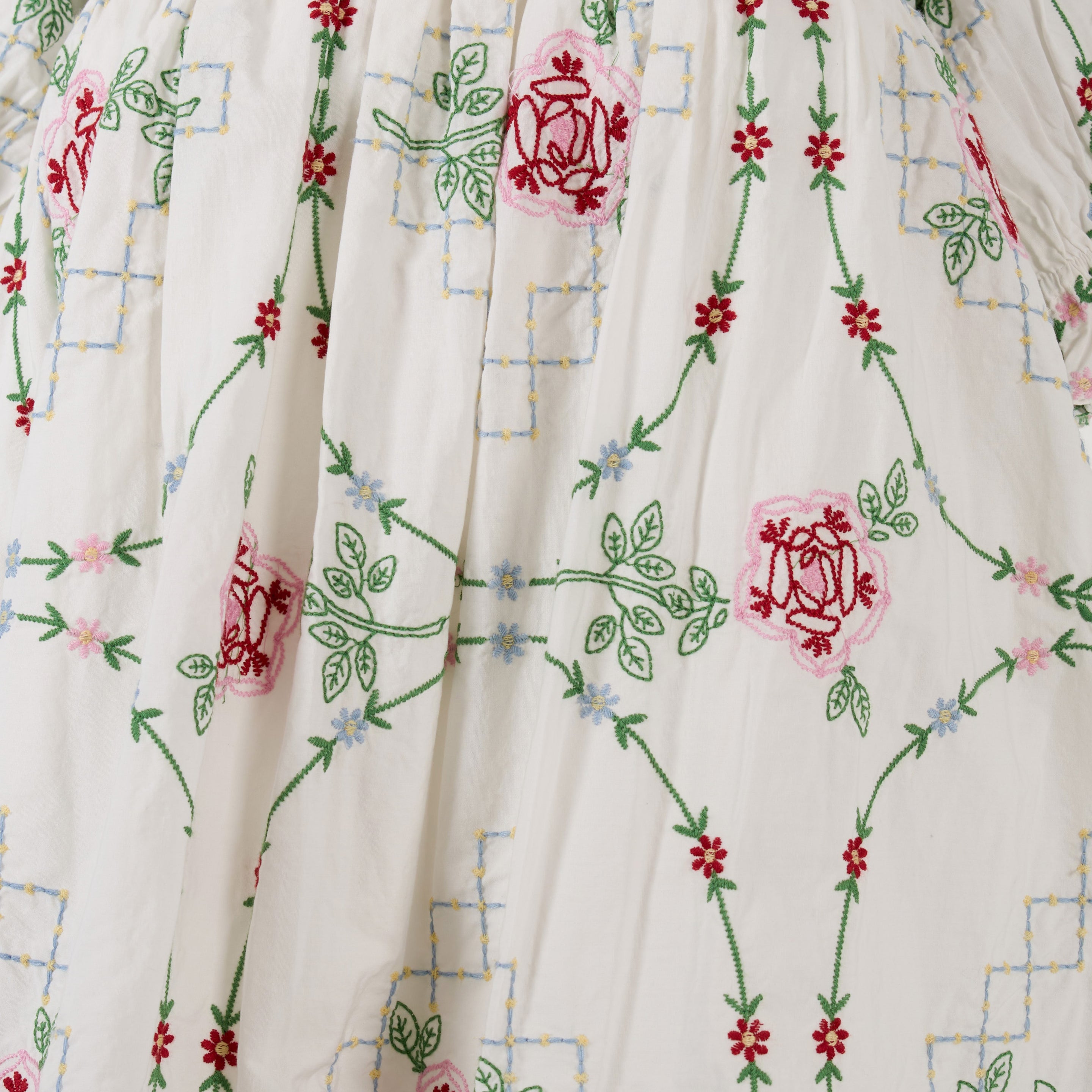Damson Madder Lulu Mini Dress Rose Embroidery