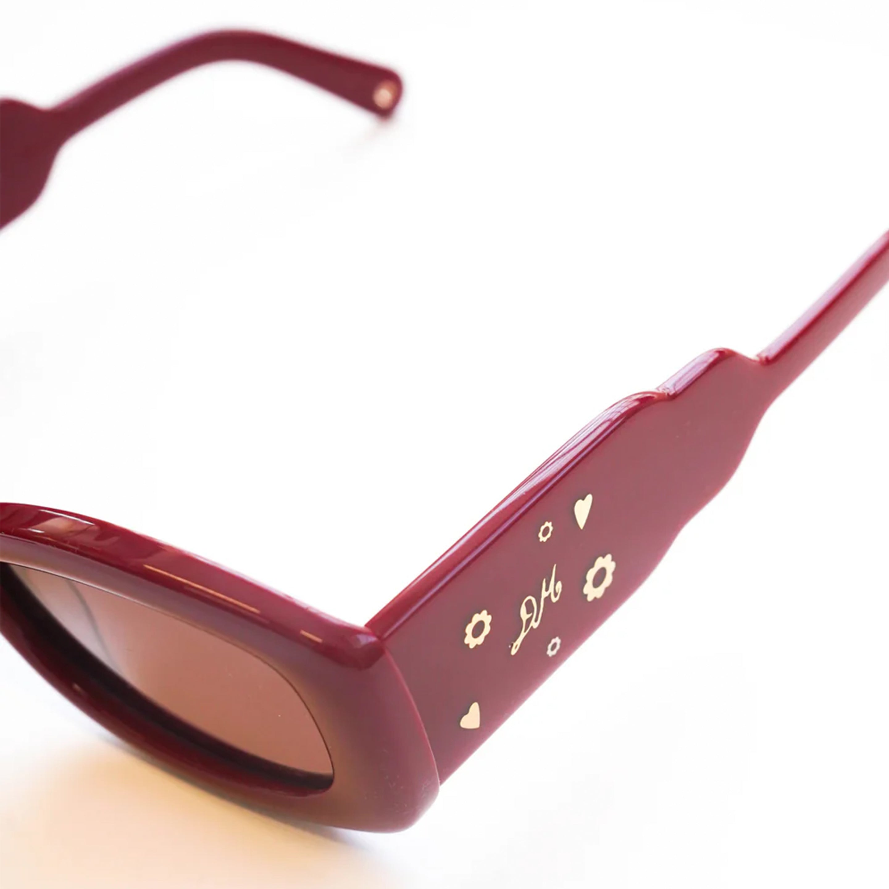 Damson Madder Rounded Square Sunglasses With Charm Detail Red