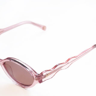Damson Madder Slim Oval Preppy Sunglasses With Wavy Temple Pink - Parasol Store
