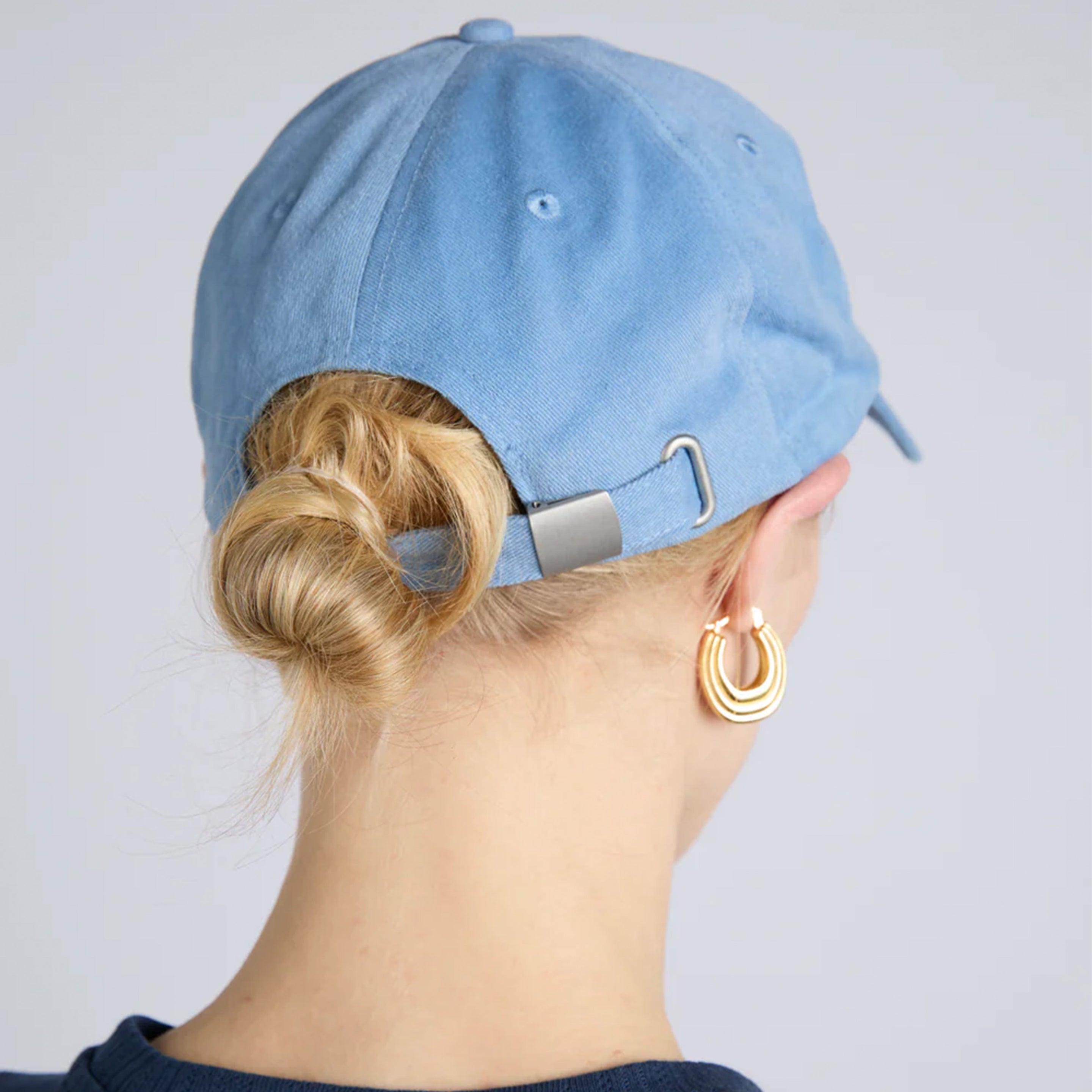 Damson Madder Washed Smiley Cap Blue With Navy Embroidery