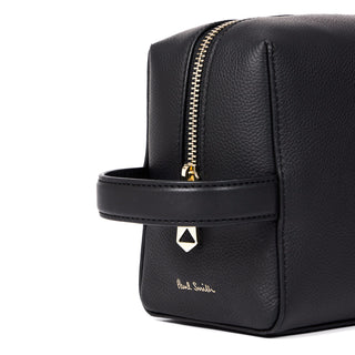Paul Smith Leather Signature Stripe Wash Bag Black - Parasol Store