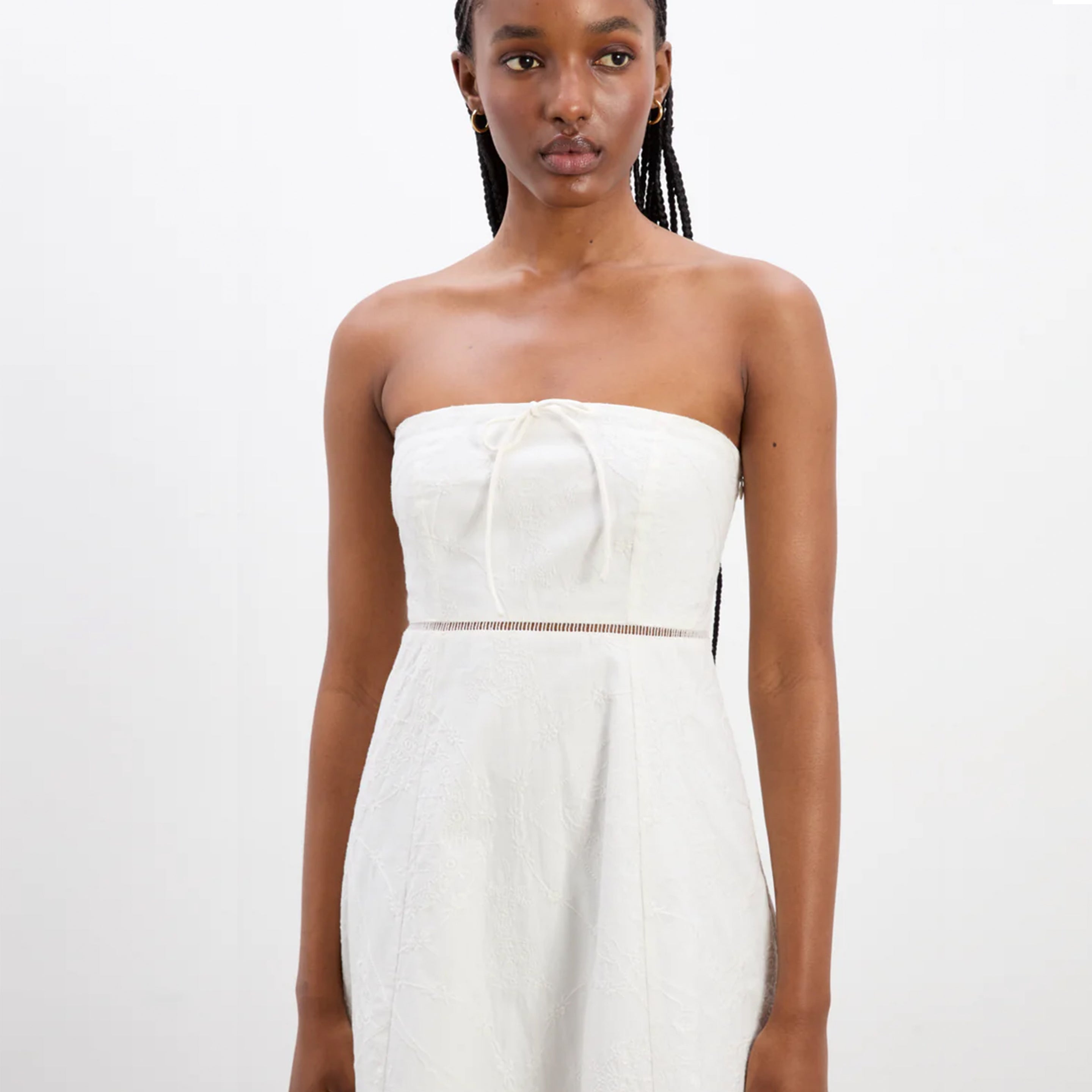 Damson Madder Fan Fan Midi Dress Patchwork Broderie