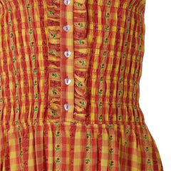 Damson Madder Grace Strappy Midi Dress Orange Margot Gingham - Parasol Store