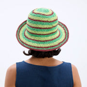 Damson Madder Raffia Bucket Hat Tropical Stripe - Parasol Store