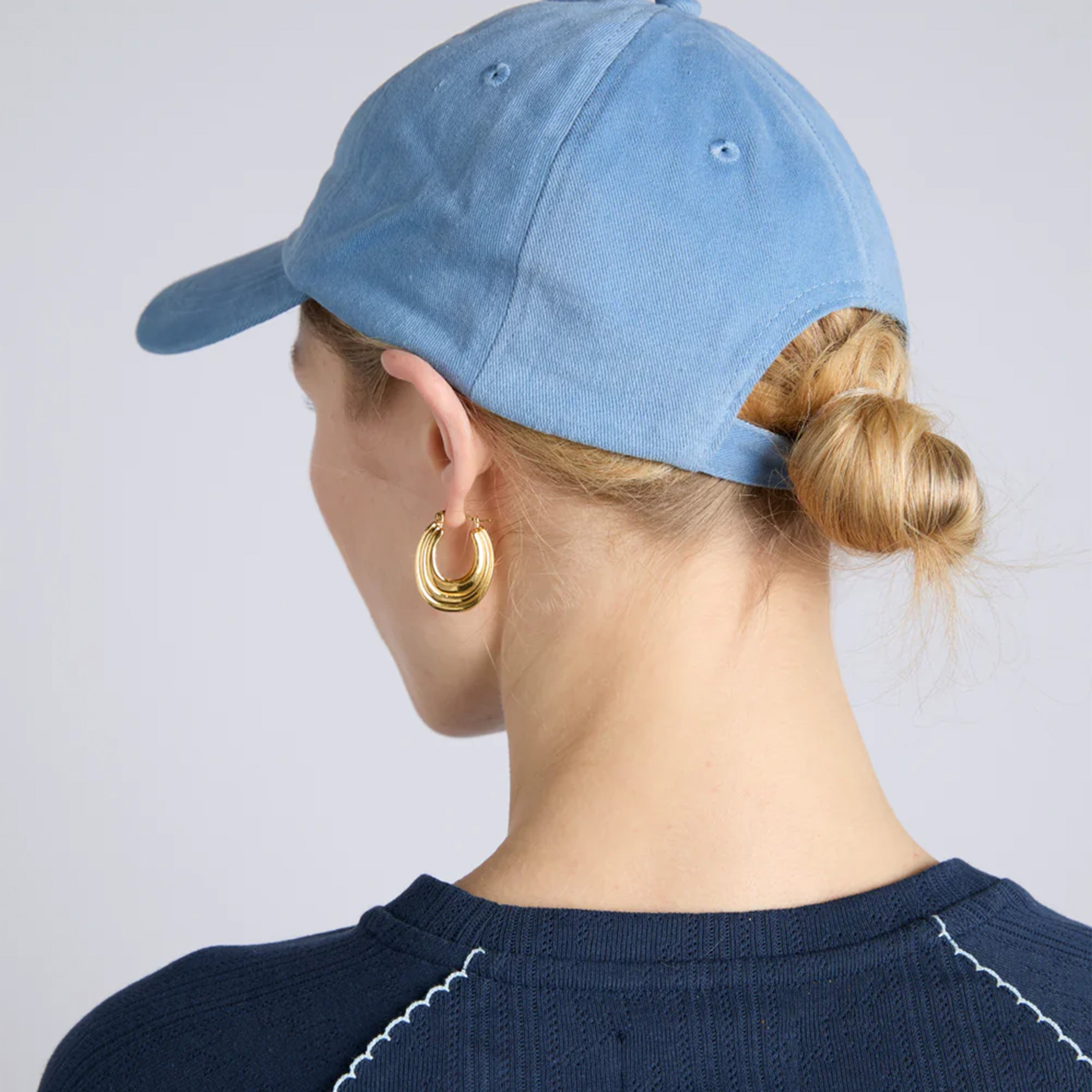 Damson Madder Washed Smiley Cap Blue With Navy Embroidery