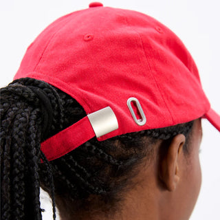 Damson Madder Washed Smiley Cap Red With Pink Embroidery - Parasol Store
