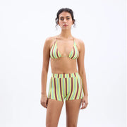 Damson Madder Picot Trim Triangle Bikini Tropical Stripe - Parasol Store