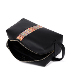 Paul Smith Leather Signature Stripe Wash Bag Black - Parasol Store