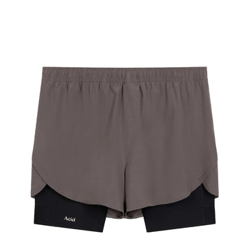 Acid Running 2-in-1 Shorts Shadow Taupe / Black