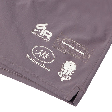Acid Running Graphic Hybrid Shorts Shadow Taupe