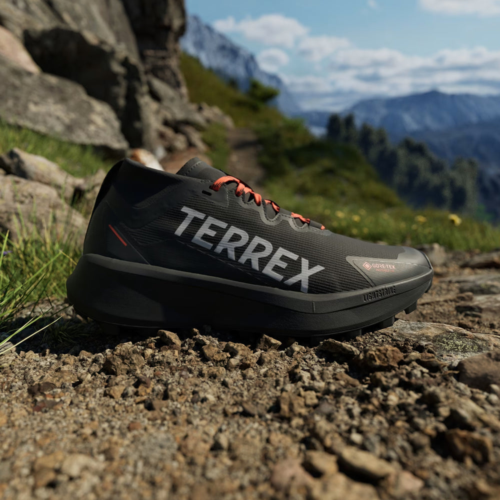 Adidas Terrex Agravic GTX Trail Running Shoe Core Black / Grey / Semi Impact Orange - Parasol Store