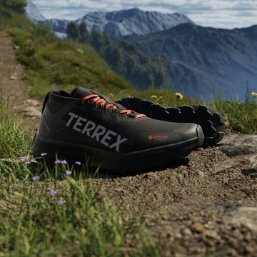Adidas Terrex Agravic GTX Trail Running Shoe Core Black / Grey / Semi Impact Orange - Parasol Store