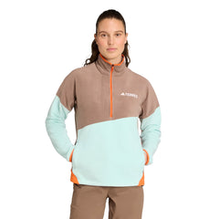 Adidas Terrex Womens MT Fleece Anorak Trace Brown / Semi Flash Aqua / Semi Impact Orange - Parasol Store