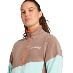 Adidas Terrex Womens MT Fleece Anorak Trace Brown / Semi Flash Aqua / Semi Impact Orange - Parasol Store