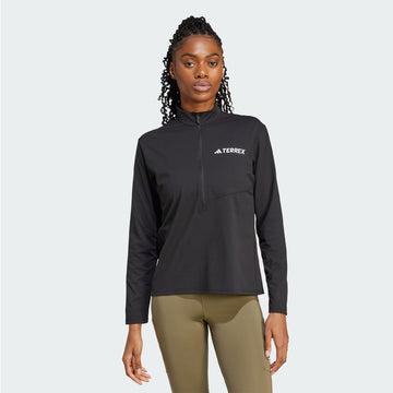 Adidas Terrex Womens Multi Climacool 1/2 Zip Long Sleeve Long-Sleeve Top Black - Parasol Store