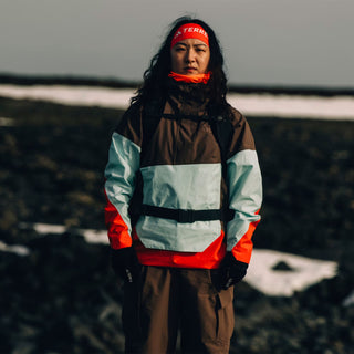 Adidas Terrex Womens Xploric 2.5L Climaproof Anorak Earth Strata / Semi Flash Aqua / Semi Impact Orange