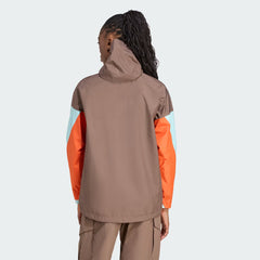 Adidas Terrex Womens Xploric 2.5L Climaproof Anorak Earth Strata / Semi Flash Aqua / Semi Impact Orange - Parasol Store