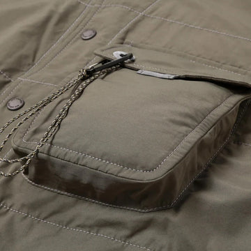 And Wander C/N Octa Collarless Shirt Jacket Light Khaki