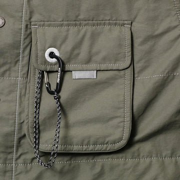 And Wander C/N Octa Collarless Shirt Jacket Light Khaki