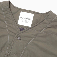 And Wander C/N Octa Collarless Shirt Jacket Light Khaki